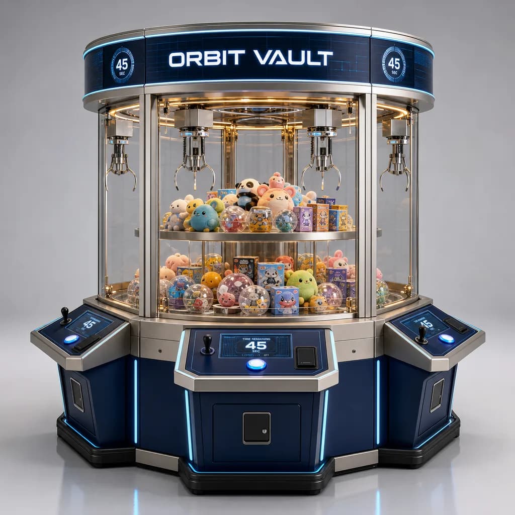 Orbit Vault 360° Claw Arena - AI-generated concept