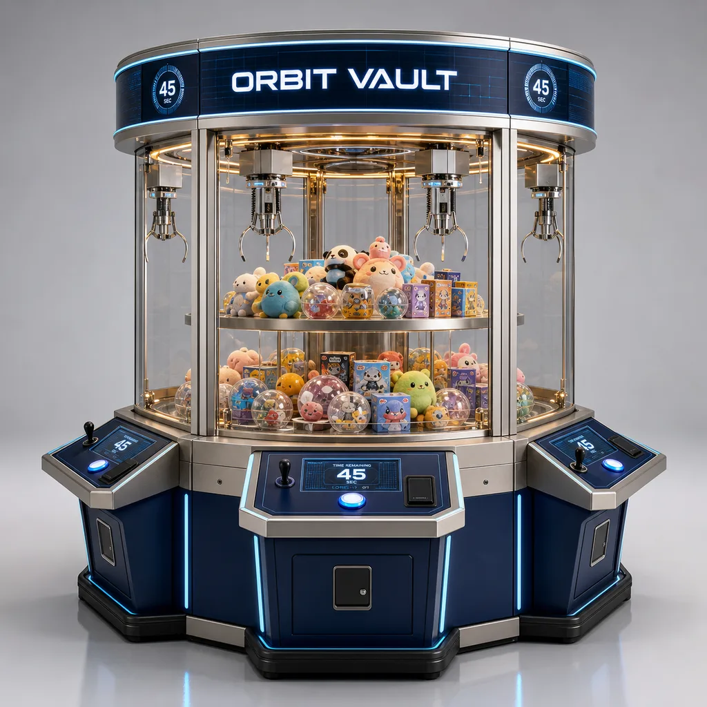 Orbit Vault 360° Claw Arena - AI-generated concept