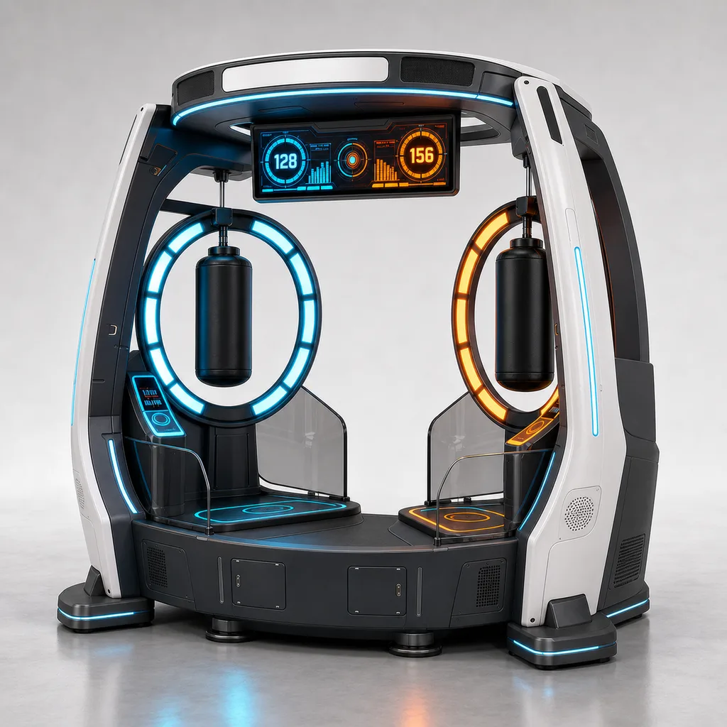 PulseRing Duo Reaction Boxing Arena - AI-generated concept